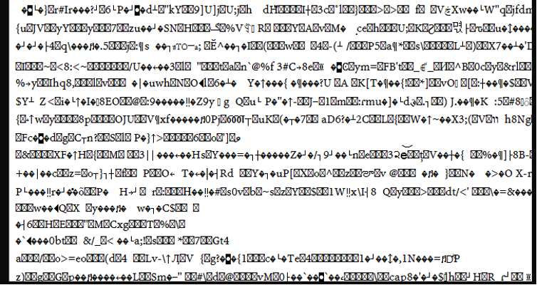 Screen with cryptic cyber gibberish