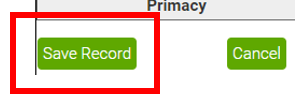 Screenshot of Save Record button
