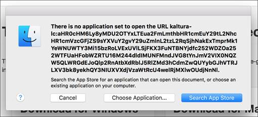 Screenshot of Mac error message.