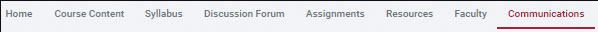 course content menu Communications tab