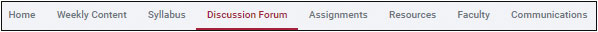 course content menu discussion forum tab