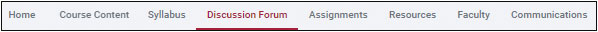 course content menu discussion forum tab