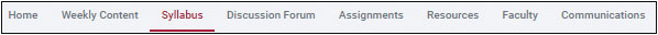 course content menu syllabus tab