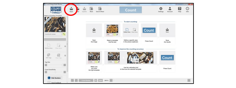 Screenshot of selecting Count in the upper middle in Windows CountThings.
