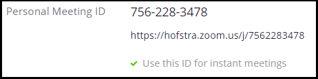 Image of Personal Meeting ID and URL
