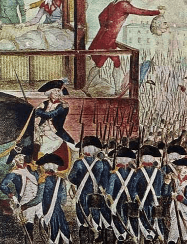 King Louis XVI beheaded and surrounded by soldiers